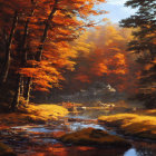 Tranquil Autumn Woodland Scene with Vibrant Foliage