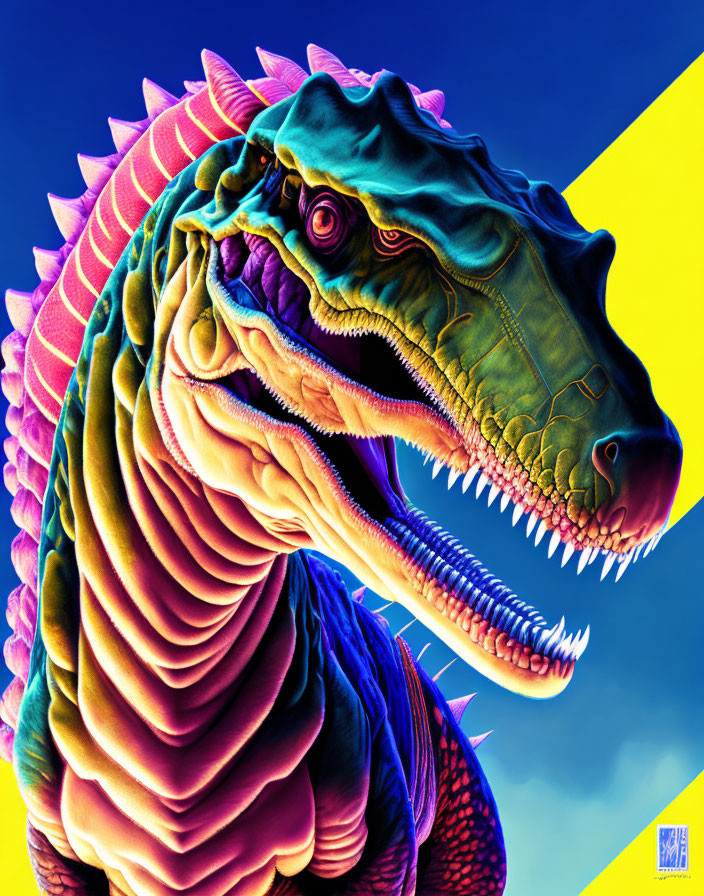 Colorful Stylized Dragon Artwork on Gradient Background