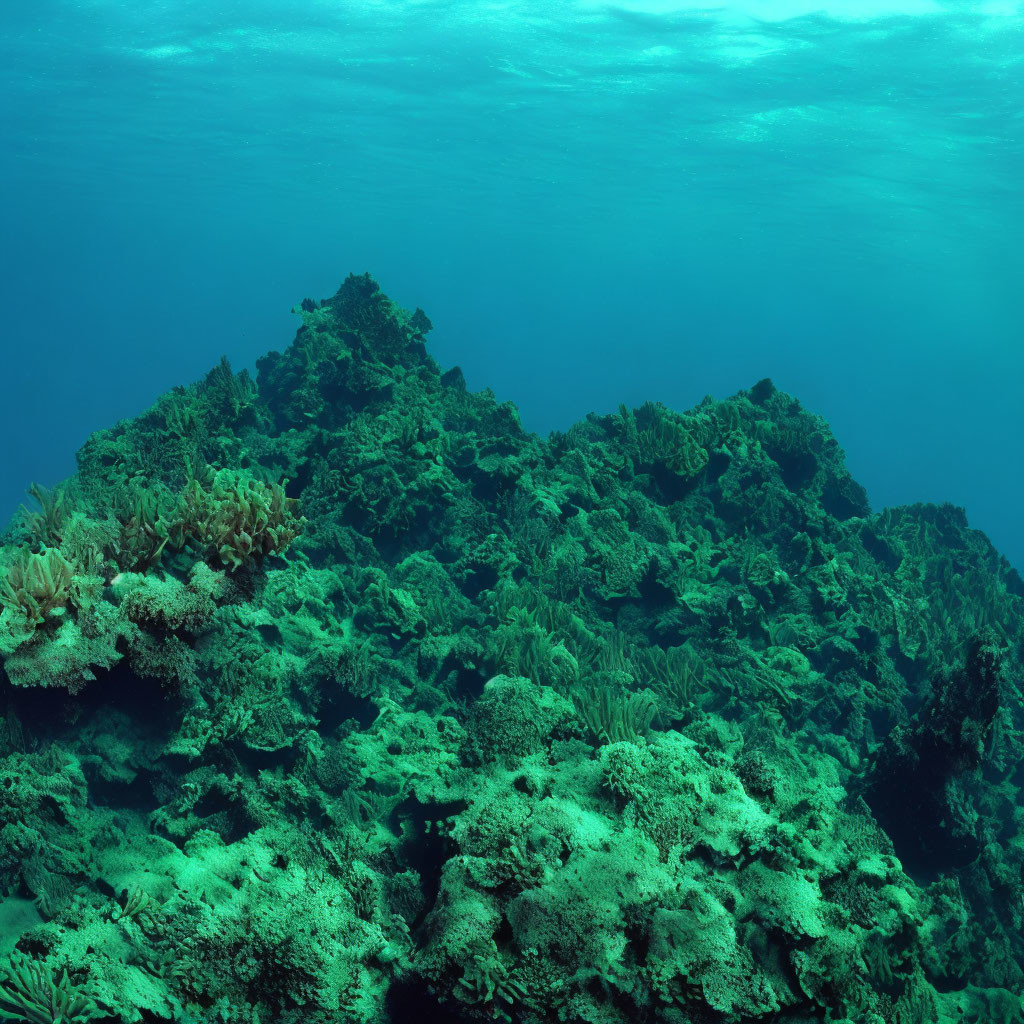 Colorful Coral Reef in Blue Ocean Waters