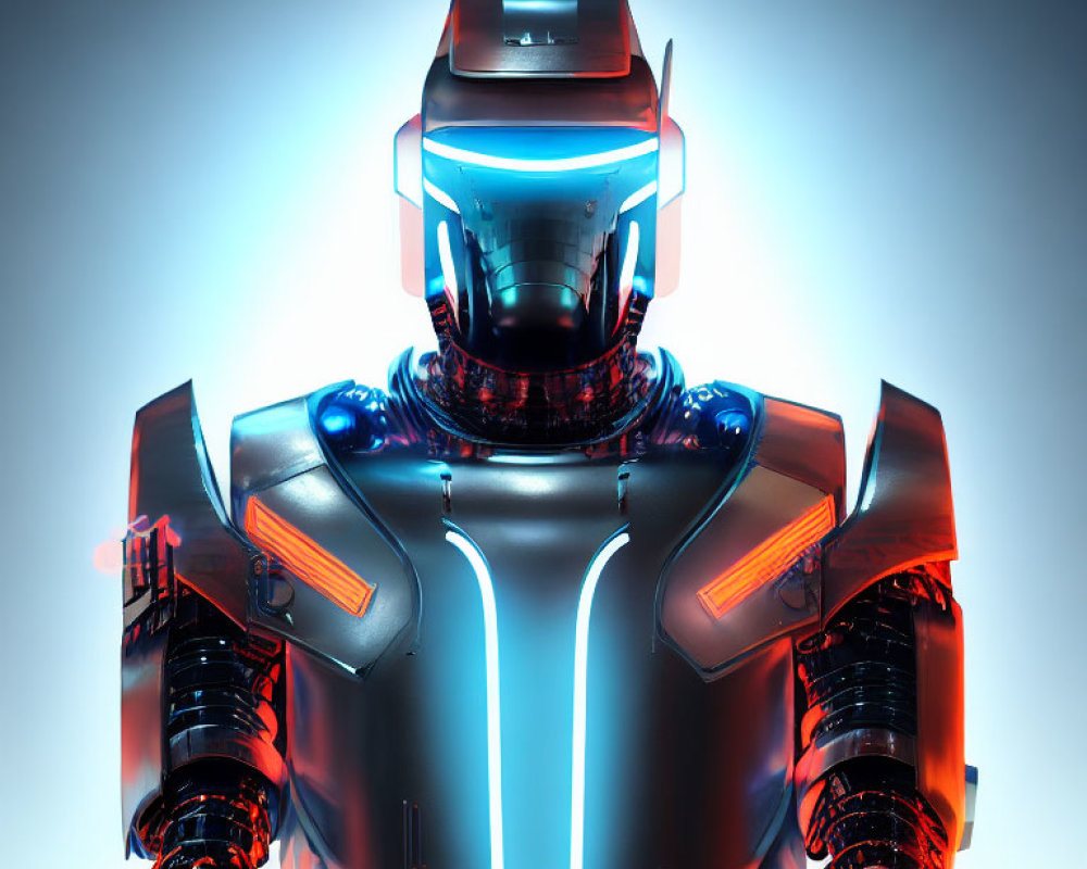 Sleek Futuristic Robot with Glowing Blue Elements