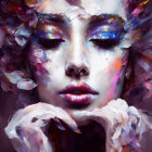 Colorful digital artwork of woman's face with swirling elements and delicate butterflies.