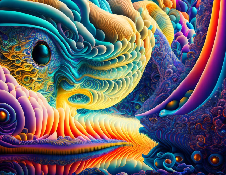 Colorful Abstract Artwork with Swirling Patterns in Vivid Colors