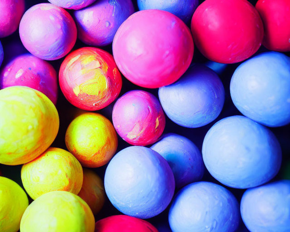 Multicolored Glossy Spheres in Blue, Purple, Pink, and Yellow