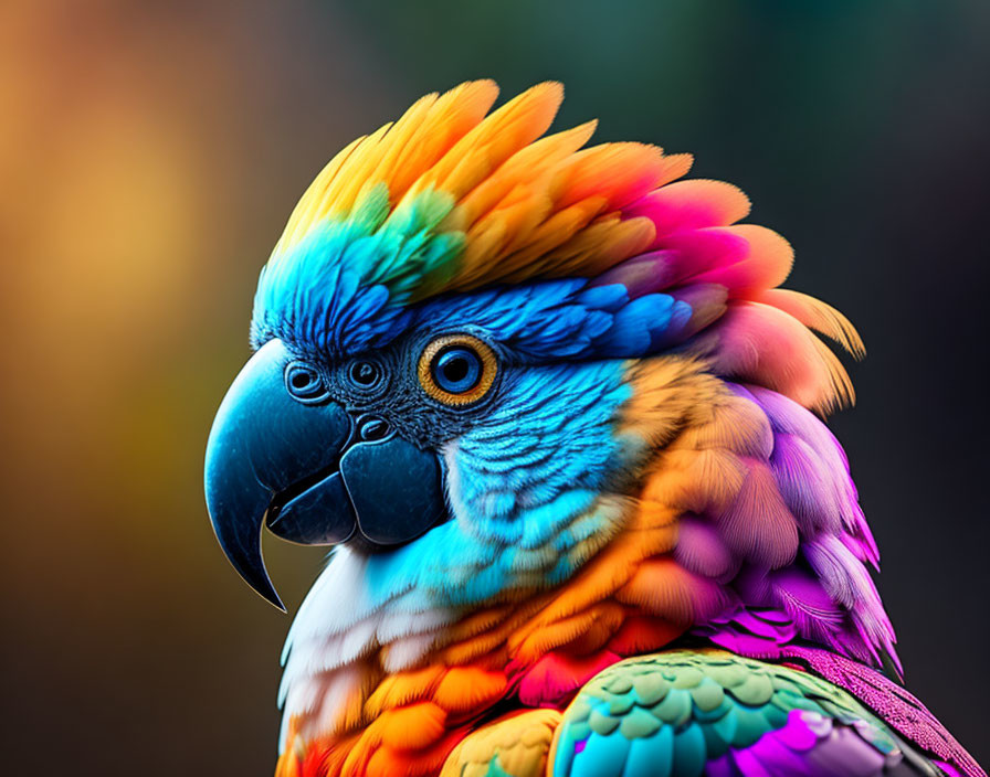 Colorful Macaw Close-Up with Vibrant Feathers on Dark Background