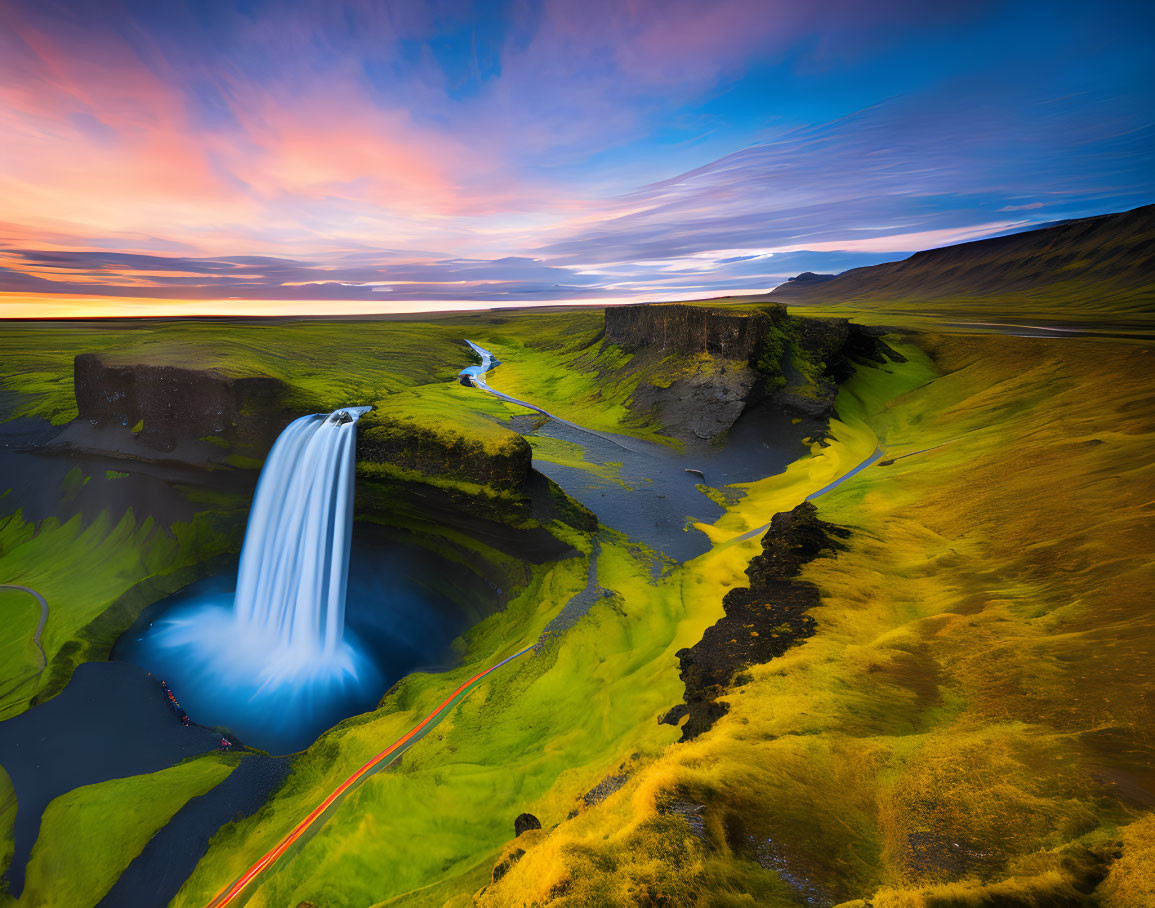 Majestic Seljalandsfoss Waterfall at Sunset in Iceland