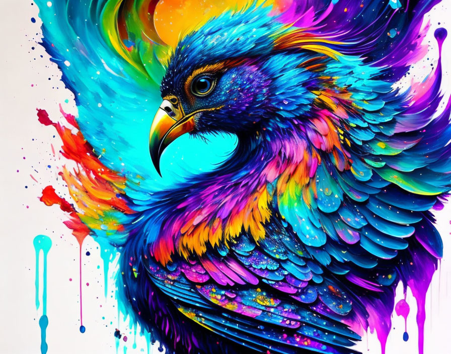 Colorful Bird Artwork with Abstract Painted Background