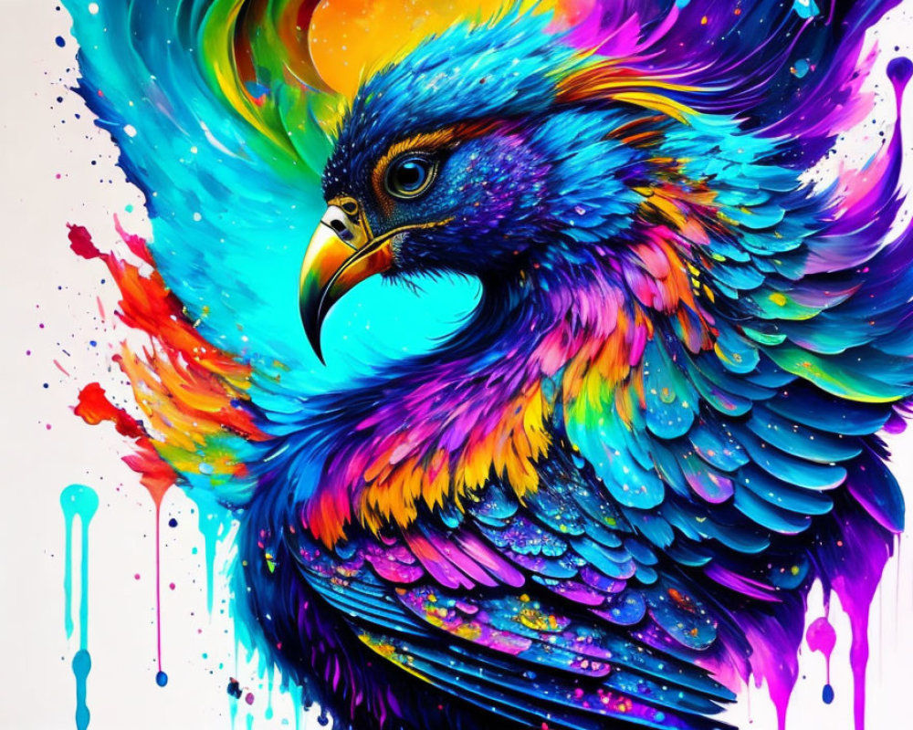 Colorful Bird Artwork with Abstract Painted Background