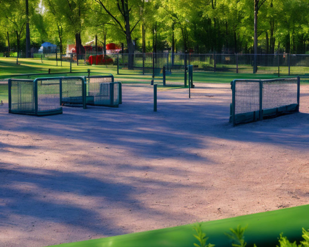 Outdoor Workout Area with Exercise Bars Surrounded by Trees