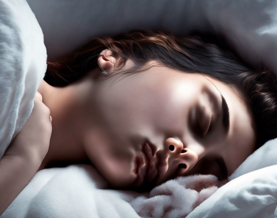 Woman Sleeping Peacefully in Serene Light