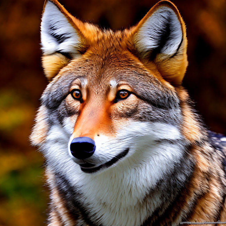 Detailed Wolf Fur Patterns and Vivid Colors in Close-Up Shot