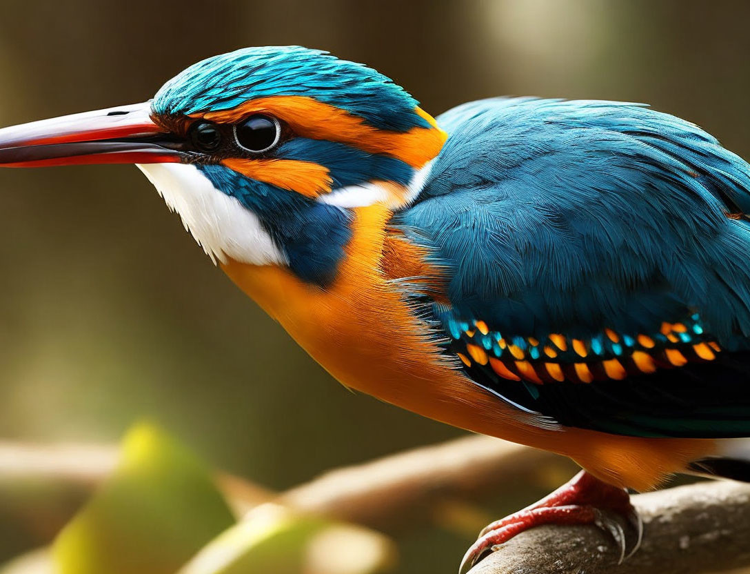 Colorful Kingfisher Bird Displaying Bright Blue and Orange Plumage