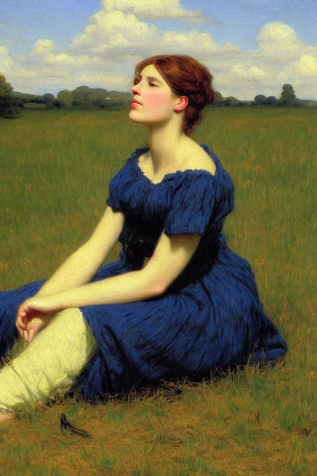 A woman sitting in a field