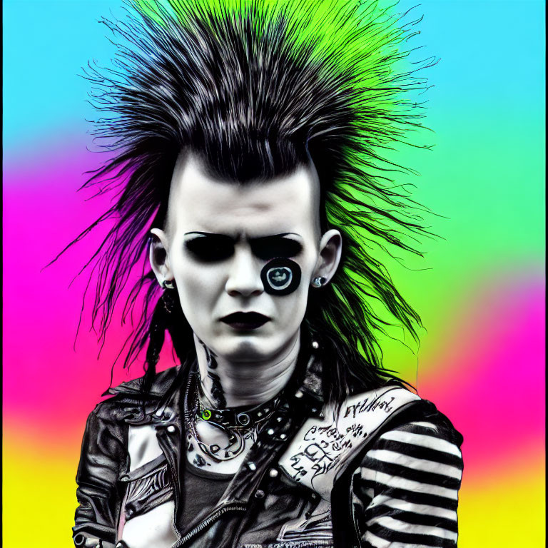 Stylized image of person with punk hairstyle and eye patch