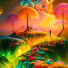 Colorful Psychedelic Artwork: Luminescent Mushrooms, Butterflies, and Lava