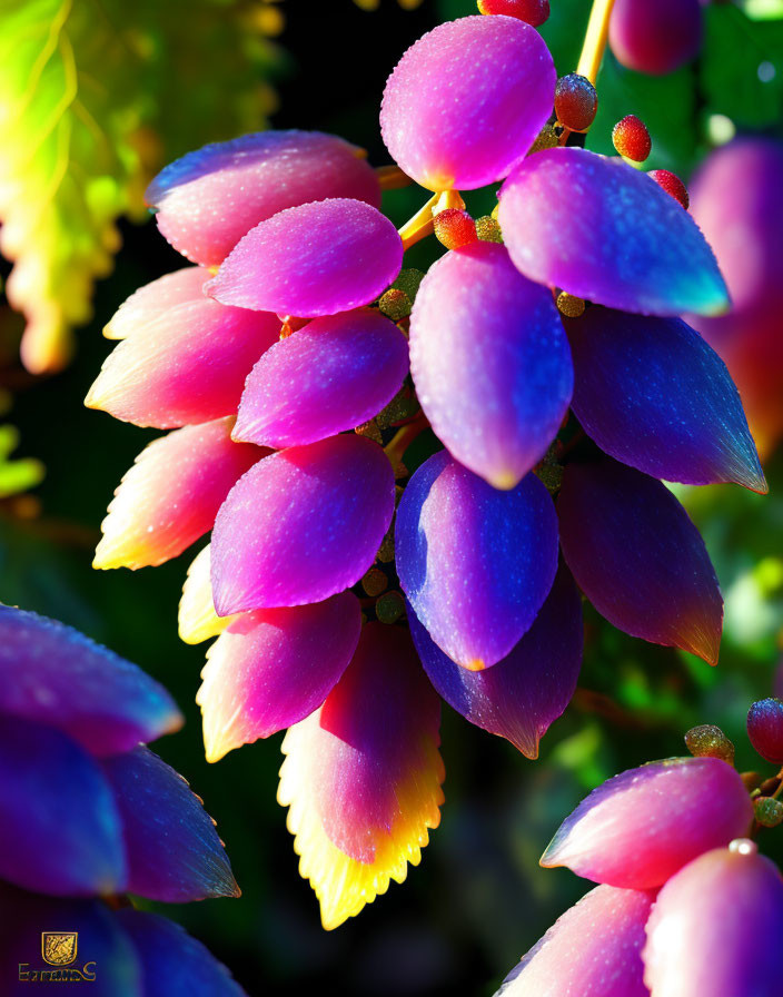 Close-Up of Purple Flowers with Dew Drops on Delicate Petals