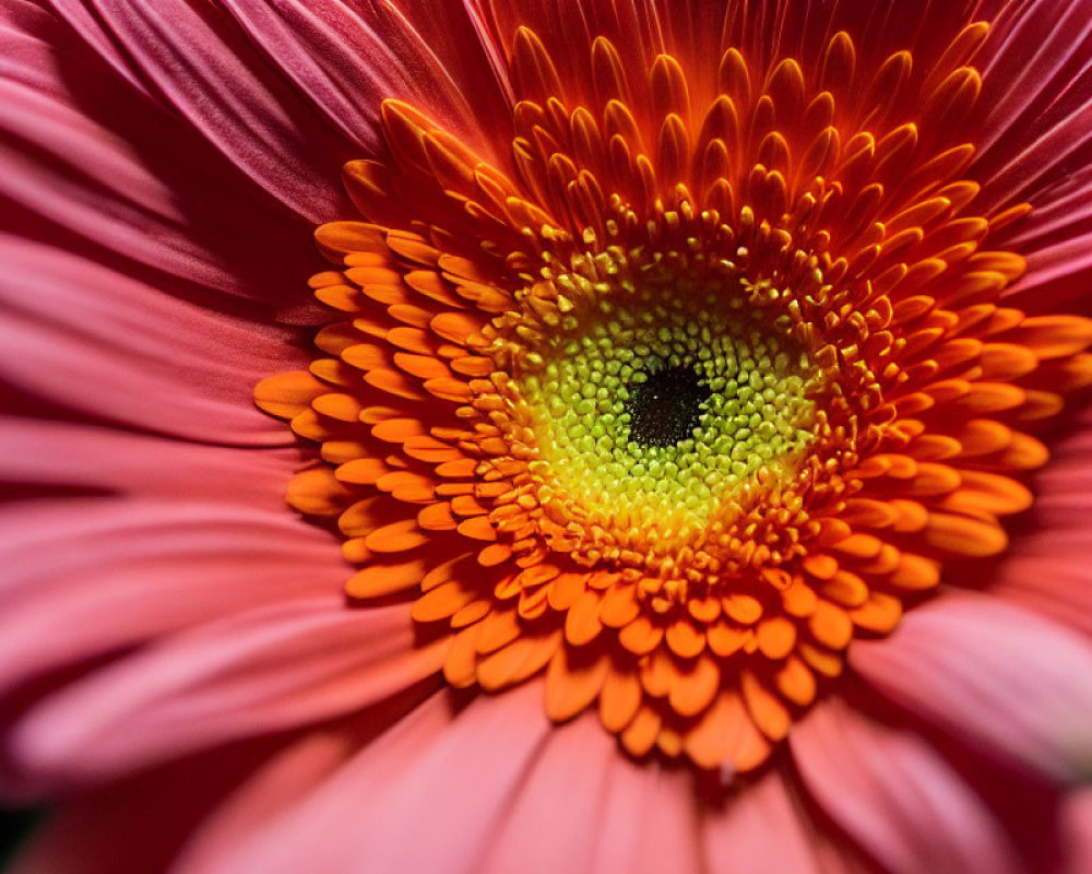 Vibrant red gerbera daisy with yellow-orange center