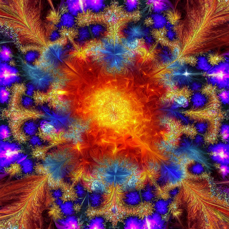 Colorful Fractal Pattern: Orange to Blues & Purples