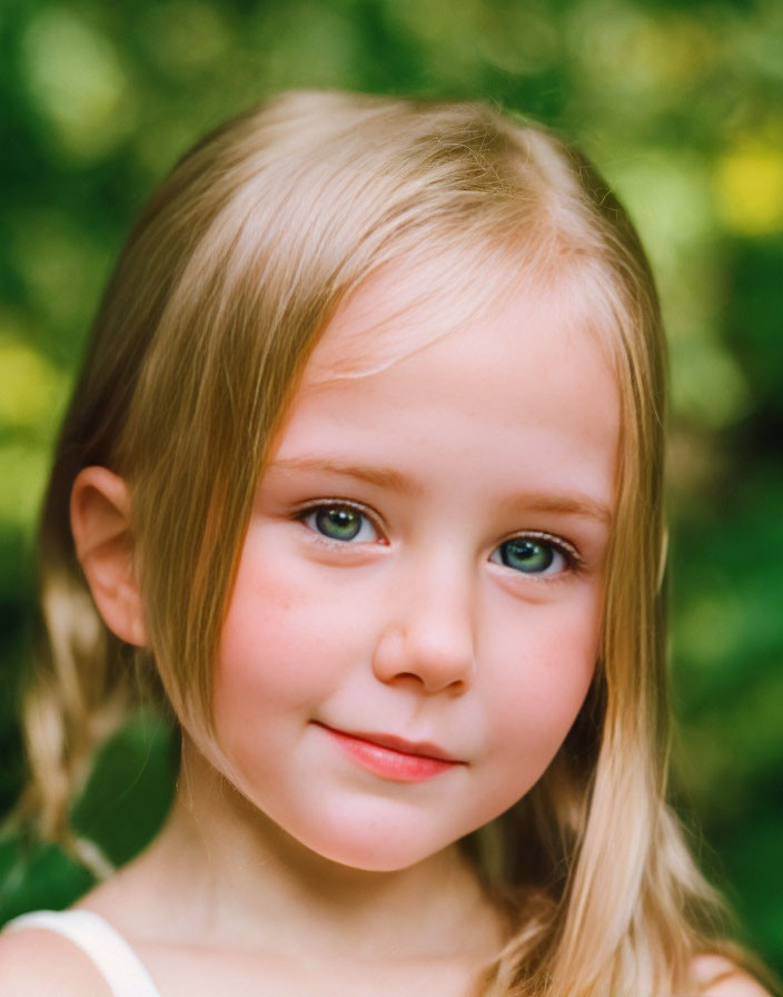 Blonde Girl with Blue Eyes in Close-Up Portrait