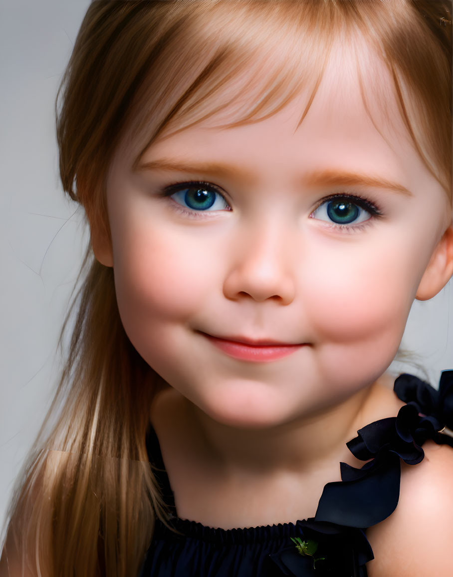 Young girl with blue eyes and blonde hair in close-up portrait.