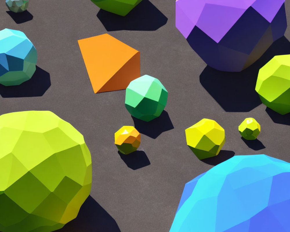 Vibrant geometric shapes casting shadows under bright light