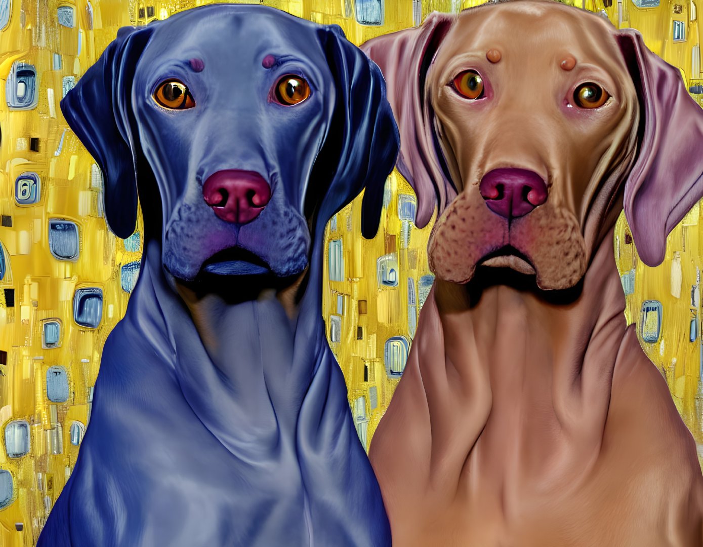 Vivid Hyper-Realistic Digital Dog Portraits with Abstract Backgrounds