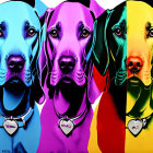 Colorful Dog Portraits Against Plain Backgrounds with "www" Tags