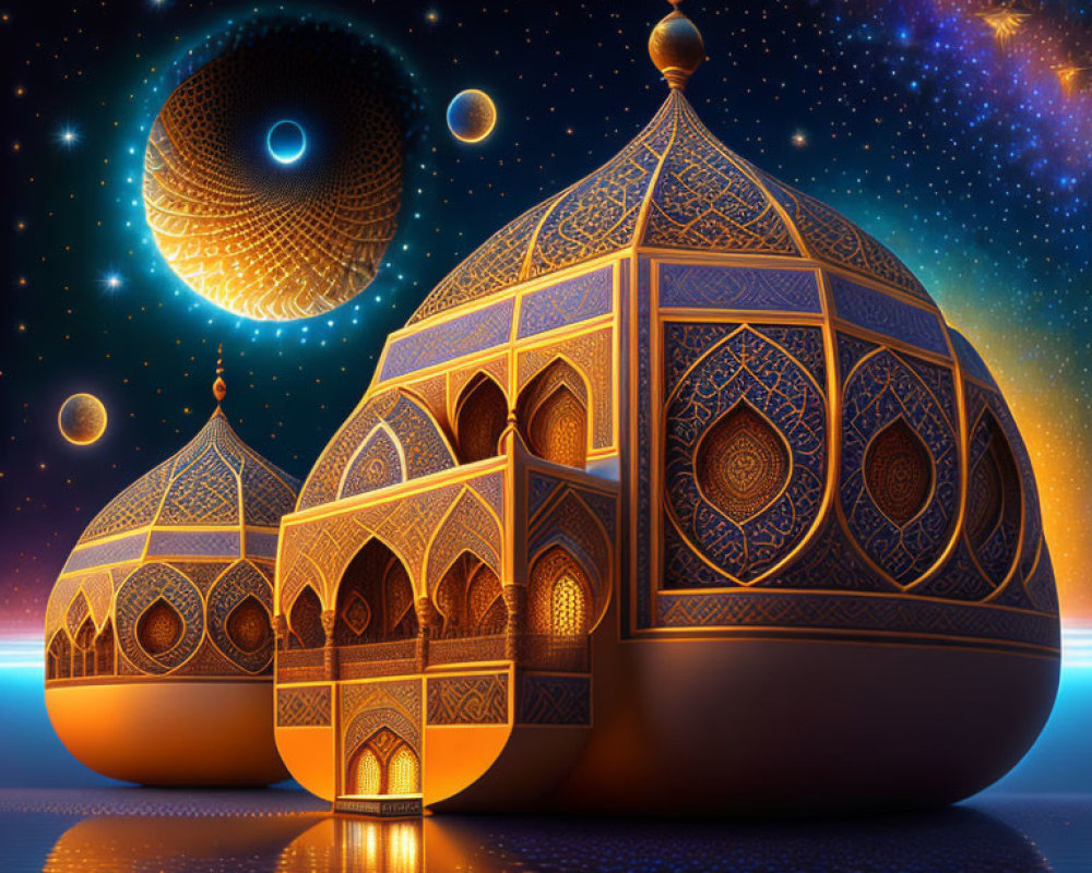 Golden-domed structures in surreal cosmic scene