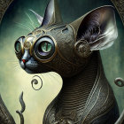 Stylized cat digital artwork with intricate patterns and blue eyes