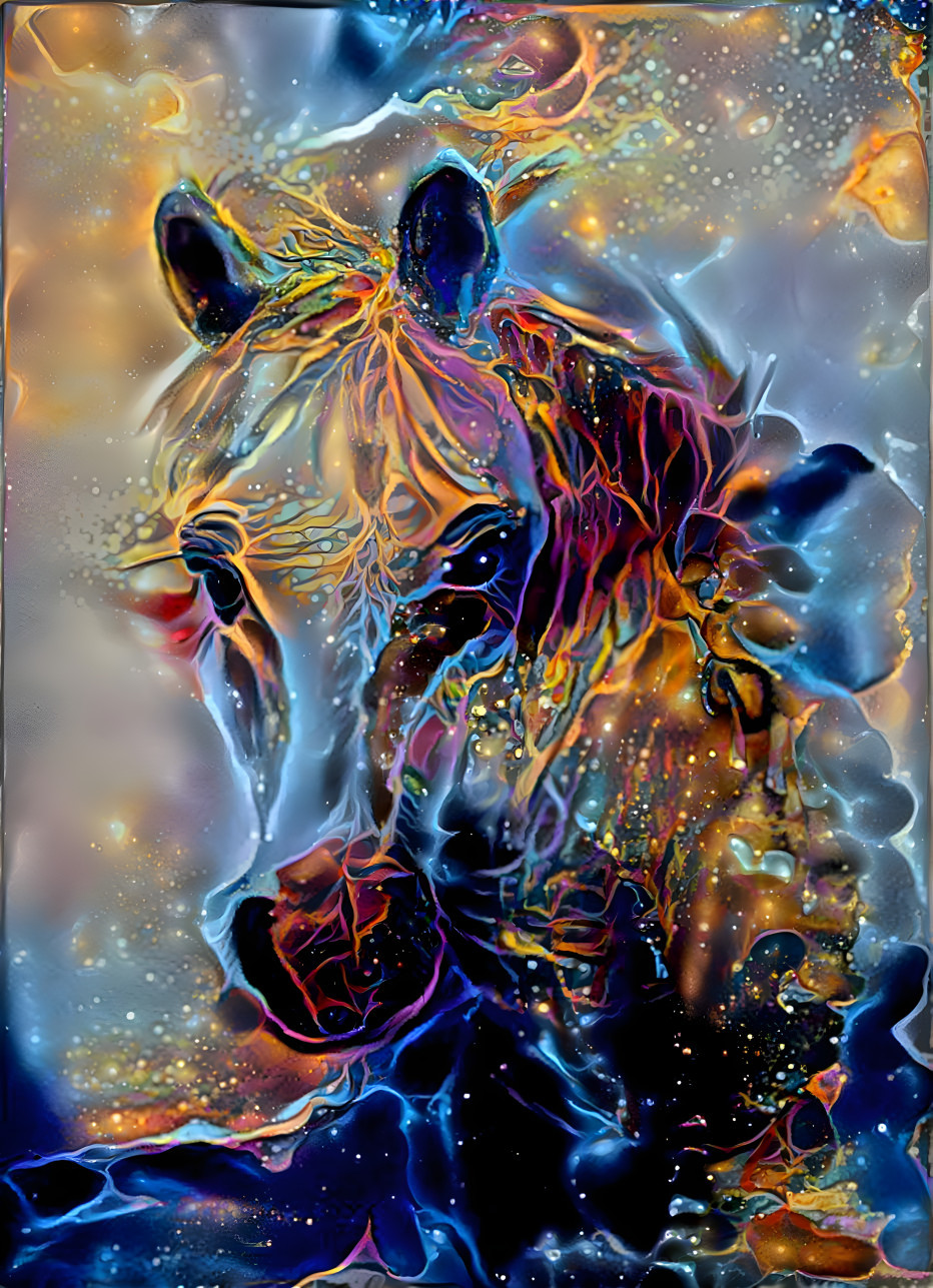 Horse from a watercolor of Camargue Horse (HD)