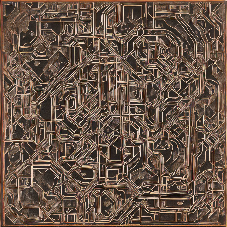 Complex Copper Circuit Board Design with Interlocking Paths