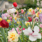 Purple and Pink Flower Garden with Bokeh Light Background