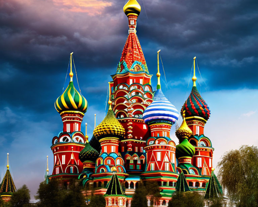 Vibrant onion domes of Saint Basil's Cathedral in Moscow, Russia