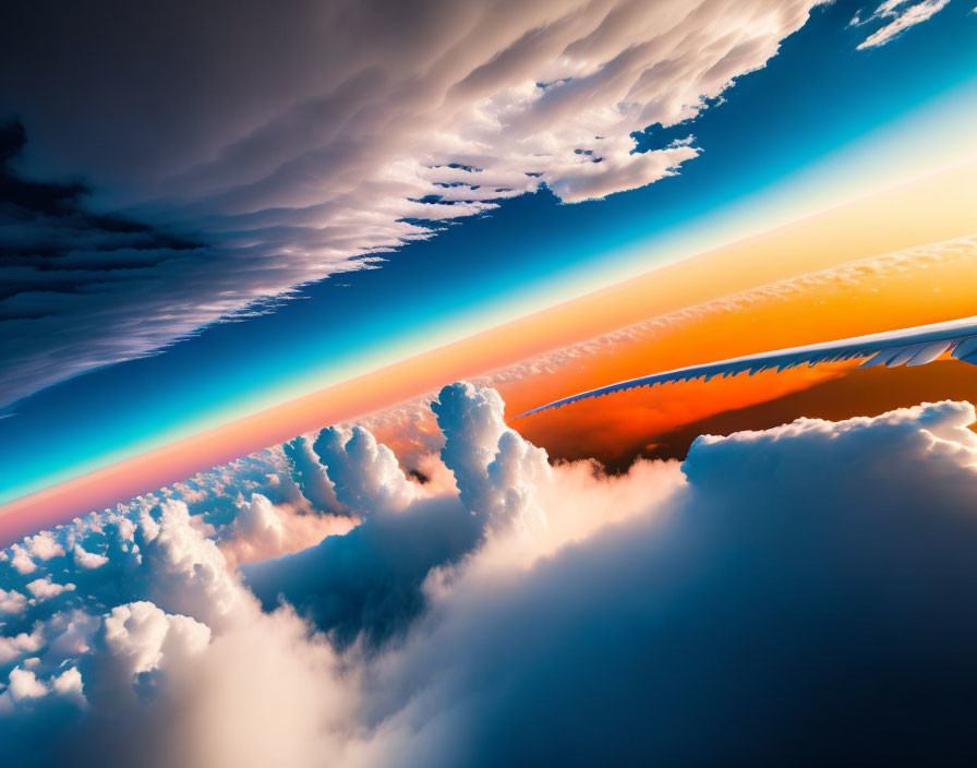 Aerial view of vibrant sunset cloudscape.