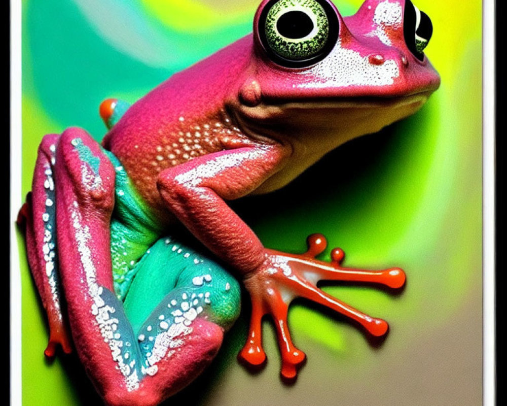 Colorful Stylized Frog Artwork with Exaggerated Features