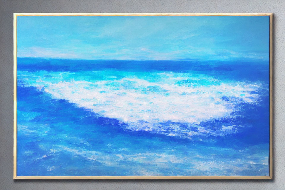 Framed painting of serene blue ocean waves