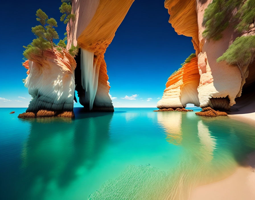 Tropical Beach with Turquoise Water and Rock Formations