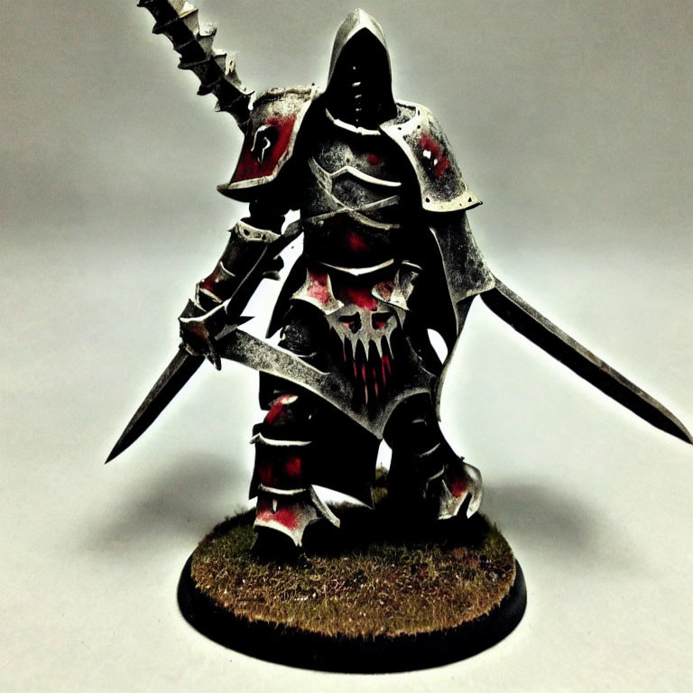 Detailed Fantasy Knight Figurine in Dark Armor with Red Accents