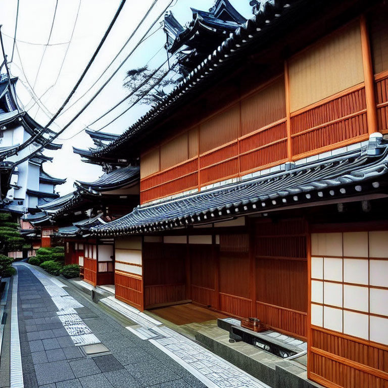 Serene Traditional Japanese Street with Wooden Façades