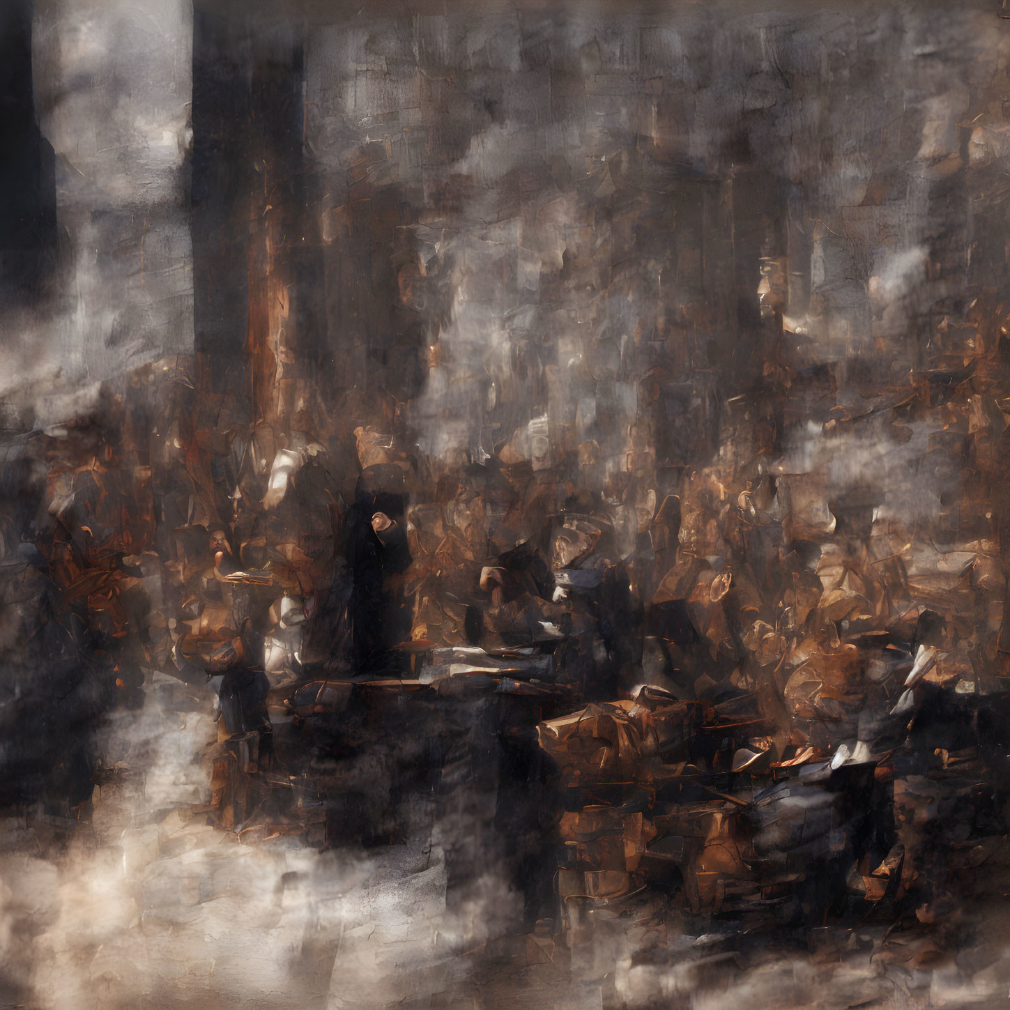 Chaotic brown and black tones in abstract artwork
