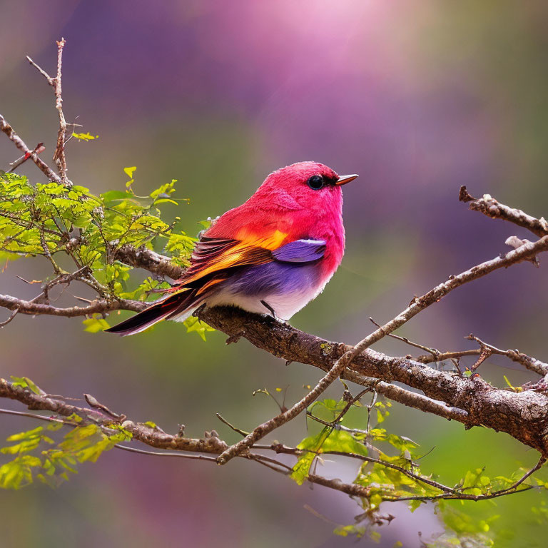 Colorful Bird Perched on Branch with Blurred Background