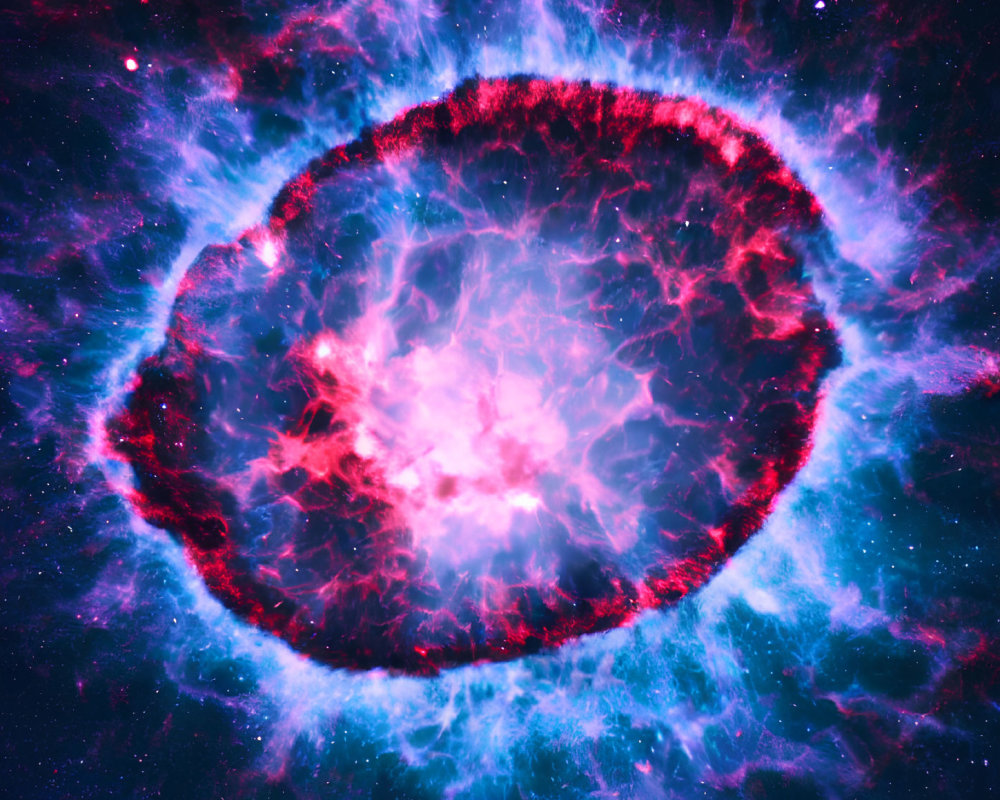 Vivid Purple, Blue, and Red Cosmic Nebula Image