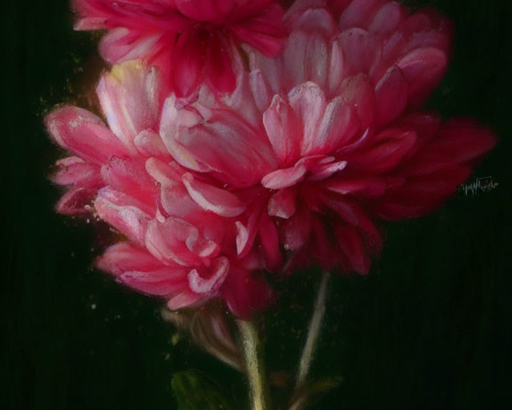 Delicate pink flower with soft petals on dark green background