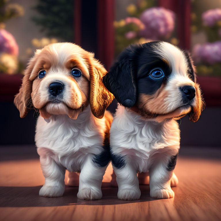 Adorable Spaniel Puppies with Glossy Coats and Soulful Eyes