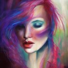 Colorful Swirling Artistic Portrait with Vibrant Eye Detail