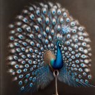 Fantastical tree with peacock feather-like leaves under starry sky