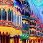 Colorful Psychedelic Art: Intricate Fantastical Architecture in Warm and Cool Hues