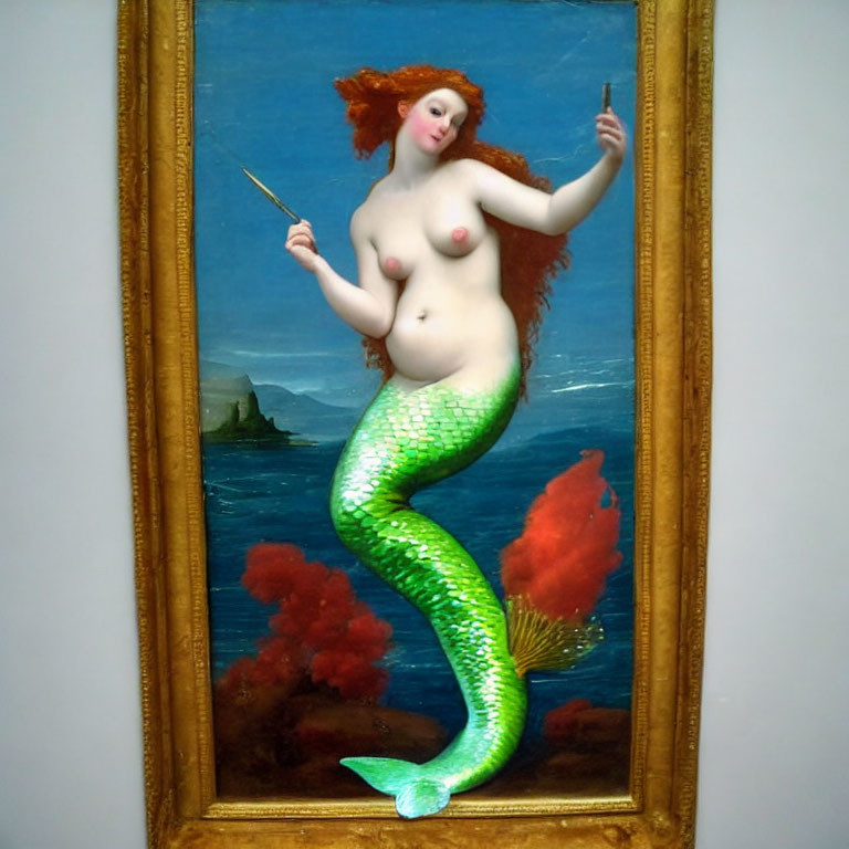 Mermaid is showing her