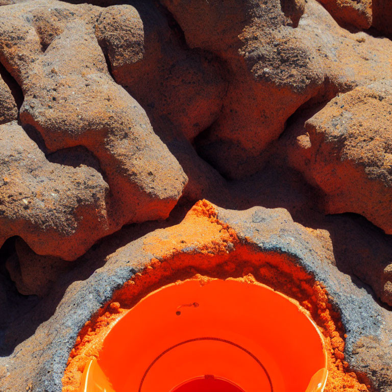 Vibrant Orange and Red Molten Lava-Like Texture with Glowing Hole