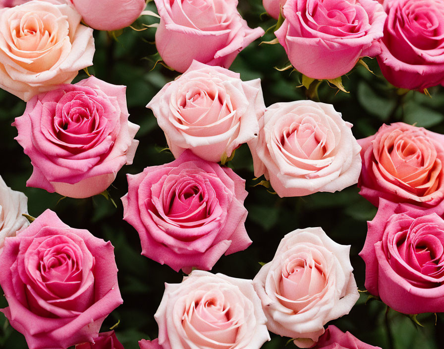 Pink and Peach Roses Bouquet Close-Up Shot