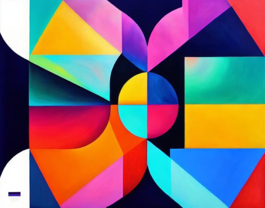 Abstract Painting with Geometric Shapes in Bold, Vibrant Colors